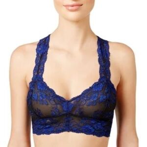 New Free People Women’s Small Bra Blue Bralette Intimately Floral Lace Racerback